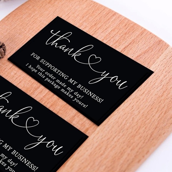 25 Pack 3.5x2” Thank You Cards Black with White Script & Heart - Picture 4 of 6